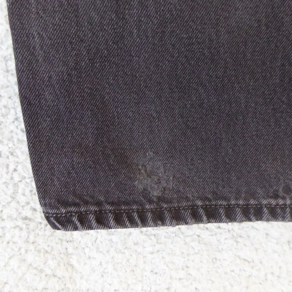 Levis 501 Jeans Mens 38x32 Black Denim Button Fly Distressed Straight Leg Y2K